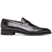 Zelli Meo Hand-Burnished Calfskin Loafers with Embossed Vamp in Black