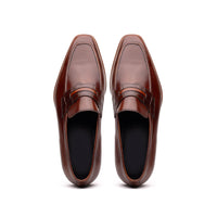 Zelli Meo Hand Burnished Calfskin Penny Loafers in Cognac