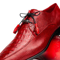 Marco Di Milano Merida Red Lizard & Caiman Crocodile Oxfords Shoes