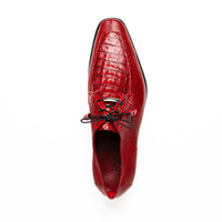Marco Di Milano Merida Red Lizard & Caiman Crocodile Oxfords Shoes
