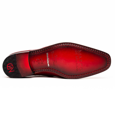 Marco Di Milano Merida Red Lizard & Caiman Crocodile Oxfords Shoes