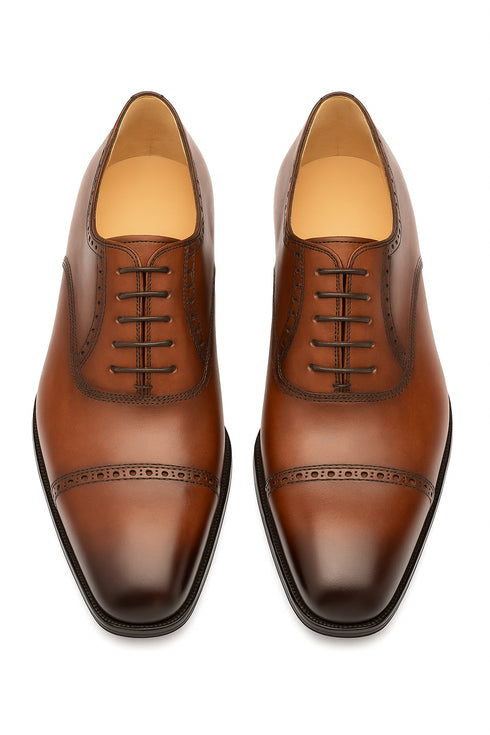 Amaro Leather Cap Toe Cognac By Mezlan Made In Spain Brand
