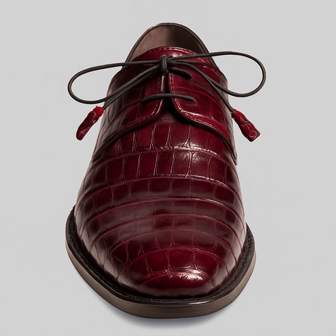 Mezlan Burgundy Crocodile Shoes Men Plain Toe Anderson