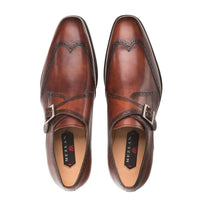 Mezlan Forest Wingtip Monkstrap Shoes Cognac (9268)
