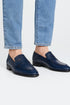 Mezlan Navy Burnished Calfskin Penny Loafer