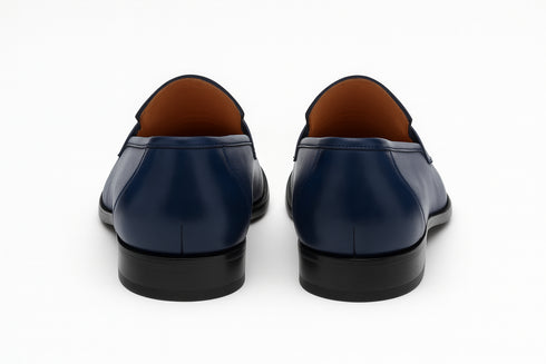 Mezlan Navy Burnished Calfskin Penny Loafer