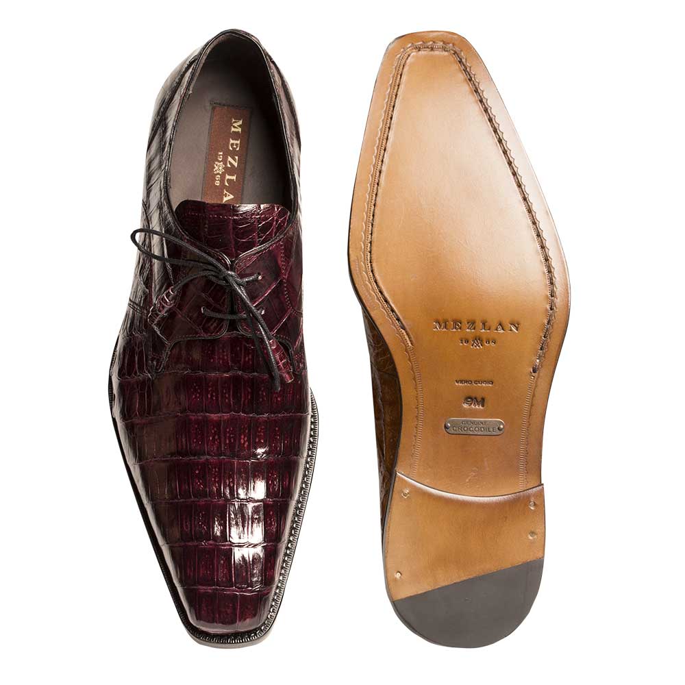 Mens Mezlan Anderson Caiman Crocodile Dress Shoe in Burgundy  display picture 1