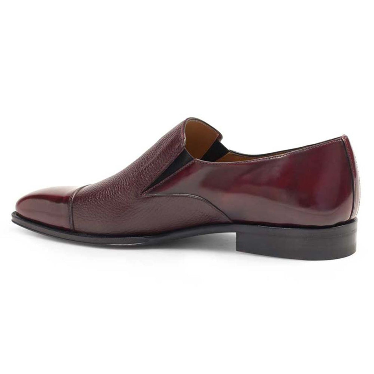 Mens Mezlan Republic Calfskin Cap Toe Blucher Dress Shoe in Burgundy