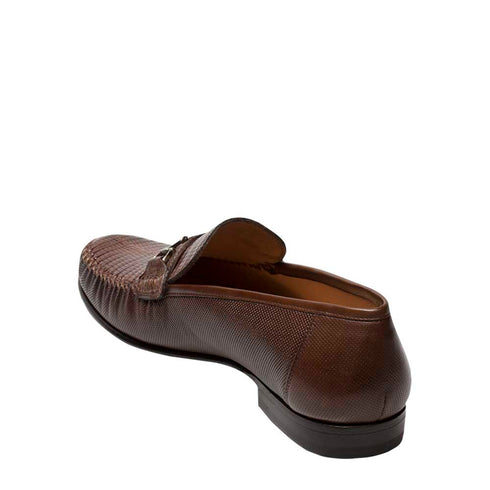 Mens Mezlan Sileno Lizard Moccasin Loafer Dress Shoe in Cognac