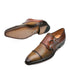 Mens Mezlan Saber Two Tone Calfskin Monk Strap Dress Shoe in Olive & Cognac