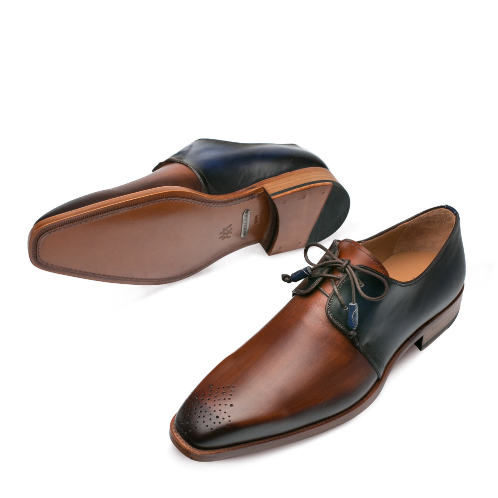 Mens Mezlan Montes Calfskin Two Tone Dress Shoe in Navy  display picture 2