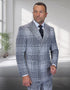 Statement Men's 2 Piece 100% Wool Modern Fit Double Breasted Suit - Plaid Pattern