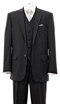 Harlem Nights Suits for Men - Milano 1920s Mens Black Pinstripe 3 Piece Suit Gangster Stripe 5702V10