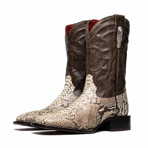 Marco Di Milano Missouri Natural Python Square Toe Cowboy Boots