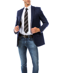 Navy Modern Fit Notch Lapel Jacket by Zegarie ZeGarie Suits - Paul Malone.com