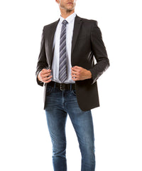 Charcoal Modern Fit Notch Lapel Jacket by Zegarie ZeGarie Suits - Paul Malone.com