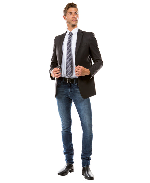 Charcoal Modern Fit Notch Lapel Jacket by Zegarie