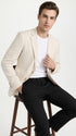 Men’s Ivory Cream Off White 2 Button Sport Coat, Classic Dress Casual Blazer