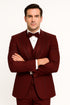 Men’s Burgundy Italian Wool 3-Piece Modern Formal Tuxedo