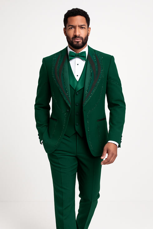 Hunter Green Italian Wool 3-Piece Modern Fit Tuxedo