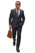 Statement Suits - Wool Suits - Peak Lapel Suits - Ticket Pocket - Modern Fit - Charcoal Stripe Suit