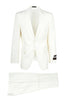 Tiglio Italian Suit - Real Wool Fabric Super 150's Novello Off-White, Modern Fit Suit in Color Off-White