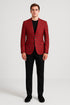 Modern Red Plaid Blazer – Tartan Windowpane Pattern Christmas Party Color