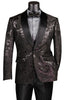 Mens Black Sport Coat -Men's Shiny Foil Floral Paisley Prom & Wedding Tuxedo Jacket In Black
