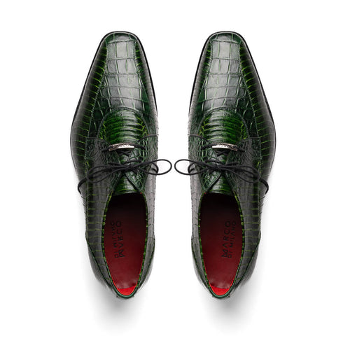 Marco Di Milano Moncalieri Green Genuine Alligator and Cobra Skin Dress Shoe