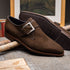 Zelli Hebilla Italian Suede Monk Strap Dress Shoe in Dark Brown