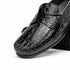 Zelli Monza Caiman Crocodile Penny Loafer Driving Shoes in Black