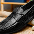 Zelli Monza Caiman Crocodile Penny Loafer Driving Shoes in Black
