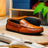 Zelli Monza Genuine Caiman Crocodile Driving Loafers in Cognac