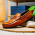 Zelli Monza Genuine Caiman Crocodile Driving Loafers in Cognac