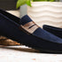 Zelli Monza Suede and Hand-Burnished Calfskin Driving Loafers in Navy