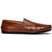 Zelli Monza Genuine Ostrich Quill Driving Loafers in Brandy
