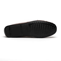 Zelli Monza Genuine Ostrich Quill Driving Loafers in Brown