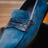 Zelli Monza Suede & Caiman Crocodile Driving Shoes in Denim