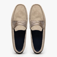 Zelli Monza Suede and Genuine Crocodile Driving Loafers in Sand