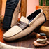 Zelli Monza Suede & Calfskin Driving Loafers in Bone / Chestnut