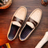 Zelli Monza Suede & Calfskin Driving Loafers in Bone / Chestnut