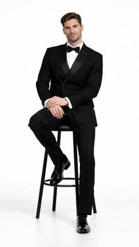 Black Double Breasted Tuxedo with Shawl Lapel