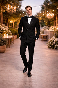Black Double Breasted Tuxedo with Shawl Lapel