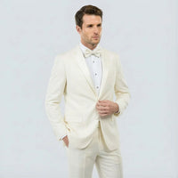 Ivory Tuxedo with Satin Notch Lapel – Wedding and Prom