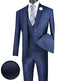 Birdseye Pattern Modern Fit 3 Piece Navy Suit with Contrast Trim