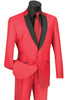 Mens 2 Buttton Slim Contrast Peak Lapel Tuxedo in Red