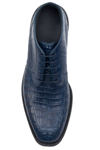Navy Genuine Caiman Crocodile Belly Ankle Los Altos Boot