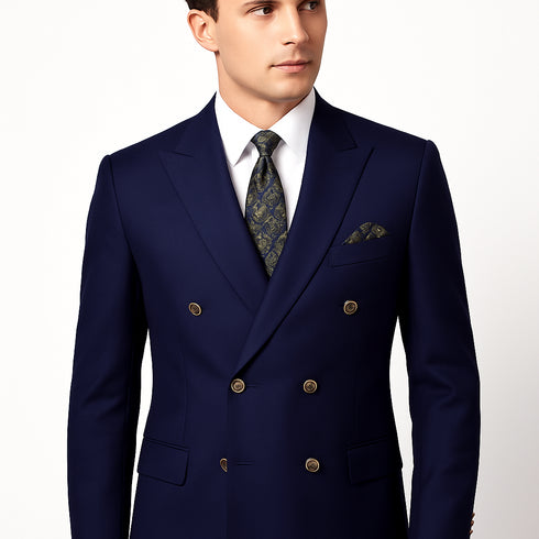 Navy Double Breasted Blazer Mens Double Breasted Blazer - 100 % Wool Navy Double Breasted Sport Coat