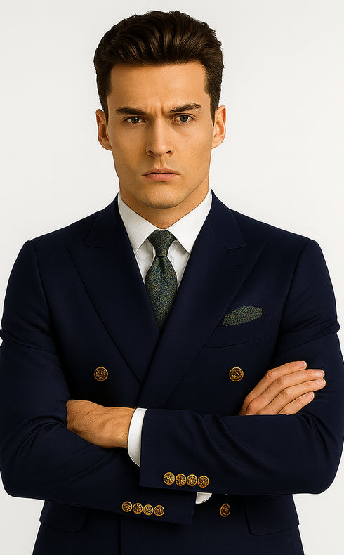 Navy Double Breasted Blazer Mens Double Breasted Blazer - 100 % Wool Navy Double Breasted Sport Coat