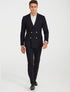 Navy Double Breasted Blazer Navy Peak Lapel men's Double Breasted Suits Jacket Four Button Solid Wool Blazer